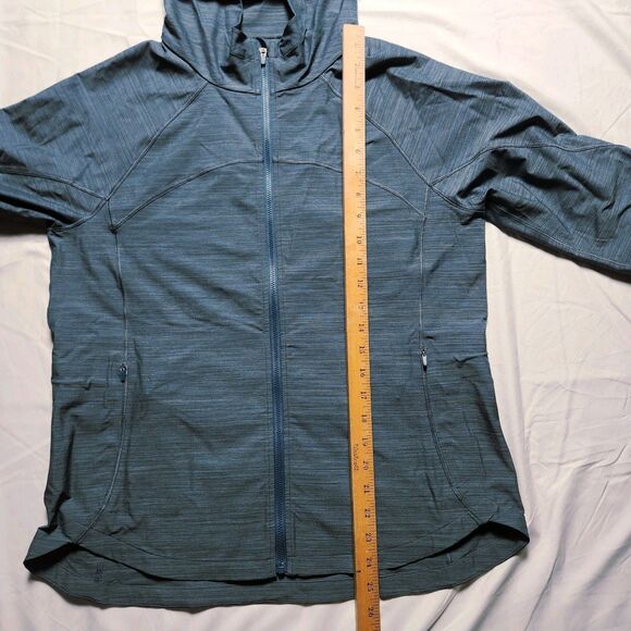 Athleta Womens Medium Racer Running Free Jacket Blue Hooded Lightweight - Picture 14 of 16